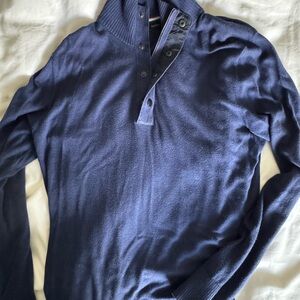 Banana Republic Navy Blue Sweater with Red and White Trim